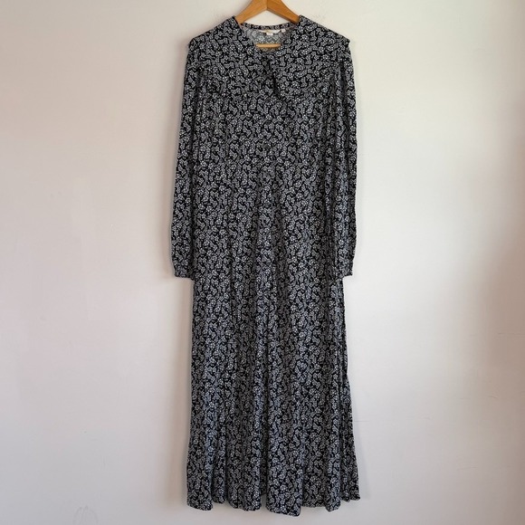 Boden Dresses & Skirts - Boden Floral Maxi Dress Sz 12 Button Front Peter Pan Collar Cottagecore Modest